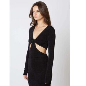 Wild Fable Sparkley Black Long Sleeve Cutout Mini Dress Size L